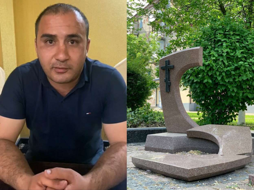 «Нечаянно упал»: мужчина, разрушивший мемориал погибшим детям в Горловке, записал извинения