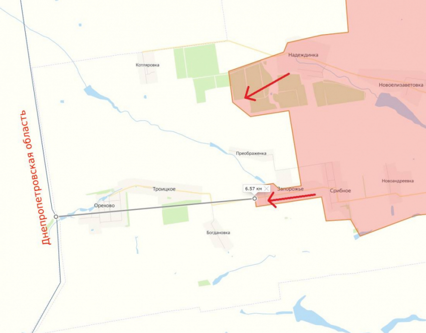 ВС РФ продвигаются в районе Запорожья в сторону Богдановки в ДНР и находятся в 7 километрах от Днепропетровской области